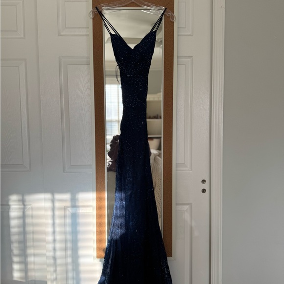 La Femme Navy Prom Dress - Picture 11 of 11